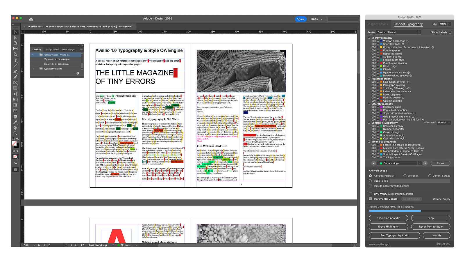 UI-08 — Complete Inspect Typography panel with profiles, locale, five audit categories, scope, and audit actions